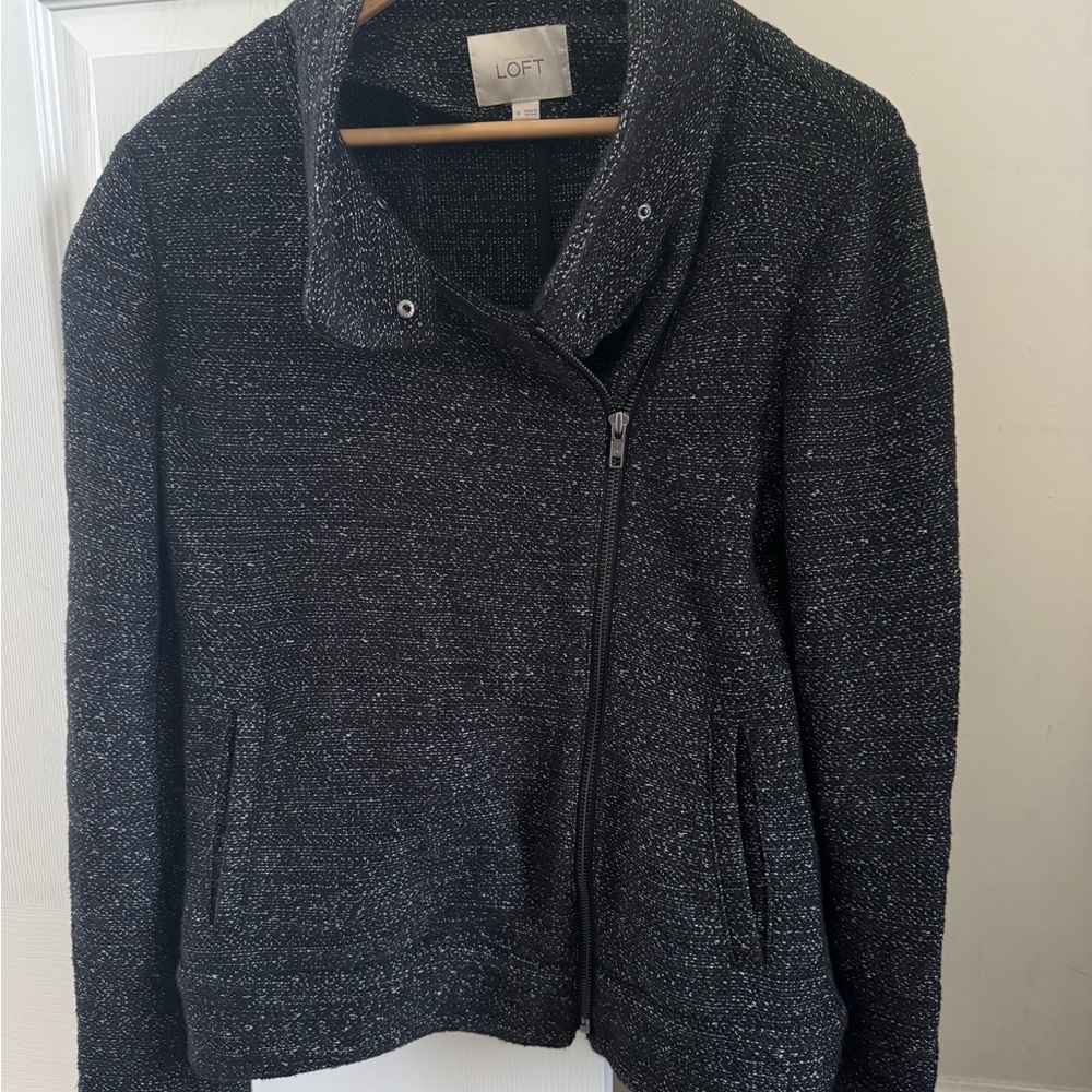 LOFT Black Tweed Moto Jacket